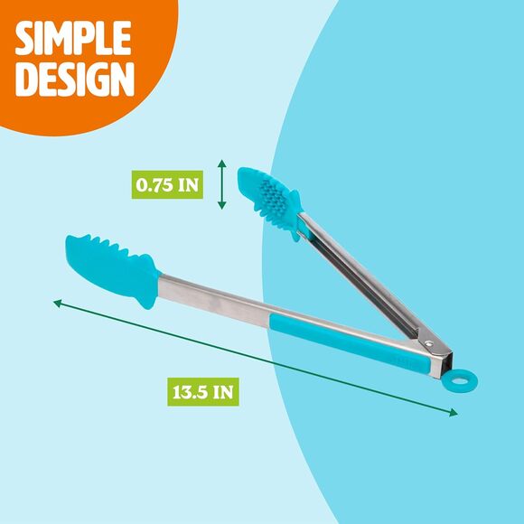 Mighty Tongs Kitchen Cooking Tool Heat Resistant Blue Silicone Steel Reinforced - Picture 2 of 7